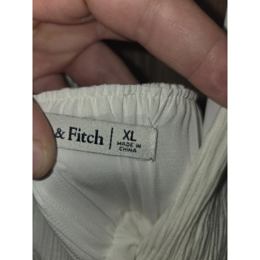Abercrombie & Fitch Plunge Halter Maxi Dress Size XL Ivory Sleeveless
